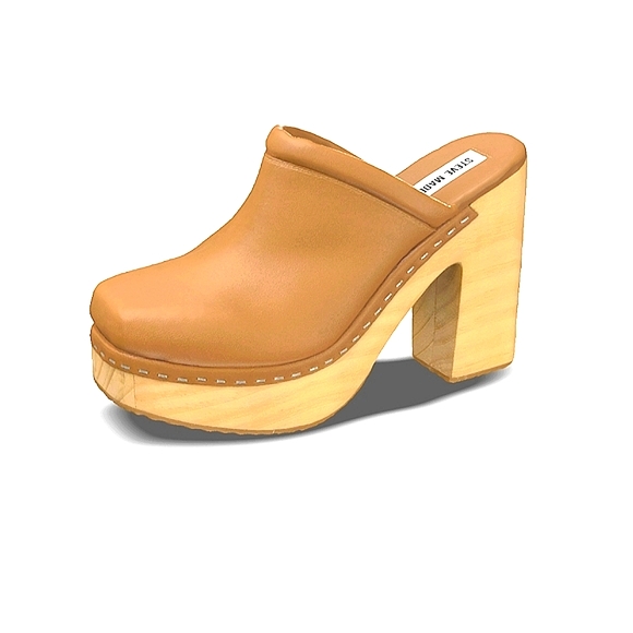 STEVE MADDEN Leather Chunky Wooden Heel Clogs *NEW - Picture 3 of 17